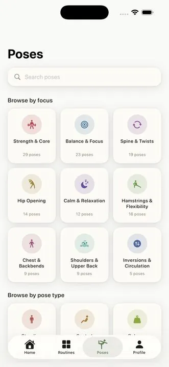 Yoga24 screenshot: Pose library